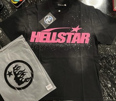 Hellstar Black Pink Graphic Logo Short Sleeve Crew Neck Men's T-Shirt