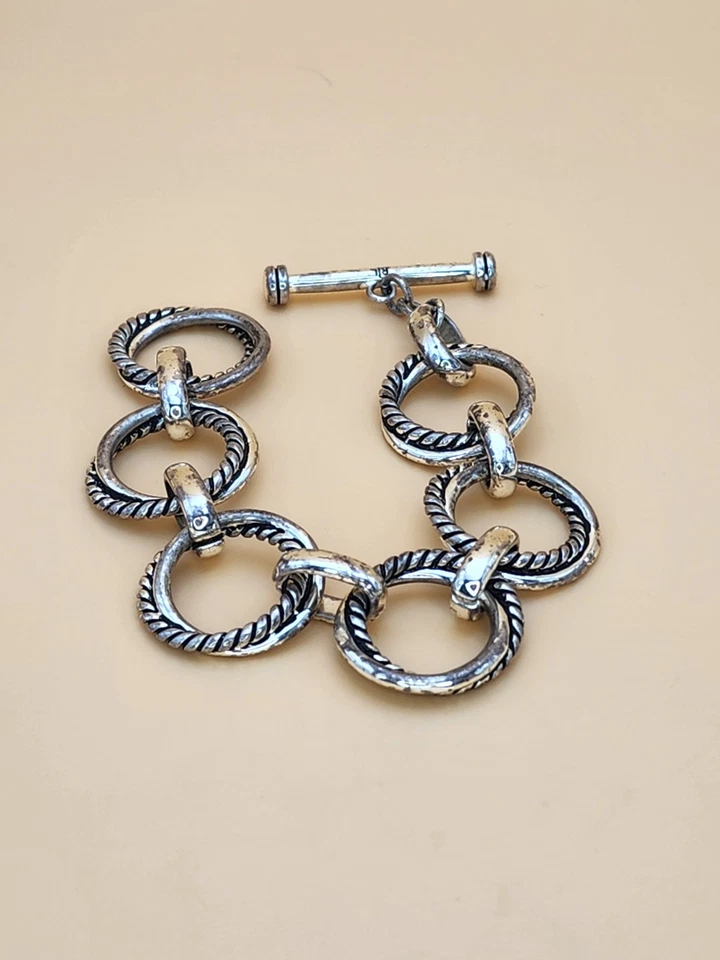 LAUREN By RALPH LAUREN Signed Sterling Silver Plate Large Rope Link Bracelet - Image 4 of 4