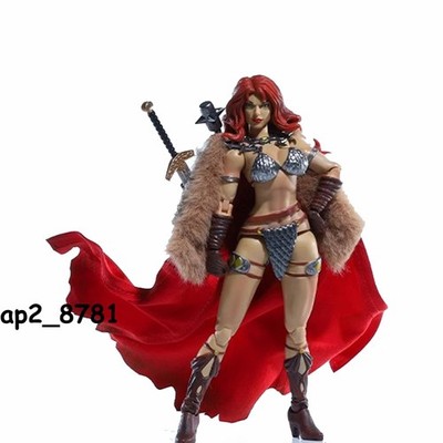 1/12 Scale Fur Shawl Wired Red Cloak Cape Robe Fr Sonja 6'' Action