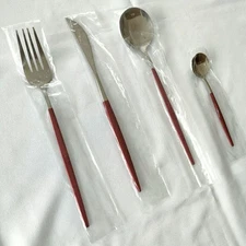 Cutlery Set Stainless Steel Knife Fork Spoon 4 Piece Set Bento Meal Red Price Ne