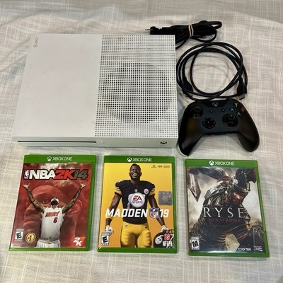 Microsoft Xbox One S 1681 White Bundle w/ Controller & 3 Games TESTED *Read*
