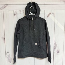 Carhartt Clarksburg Half Zip Hoodie Women  s Medium Heather Gray EUC