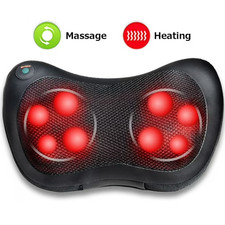 8 Head Shiatsu Shoulder Neck and Back Massager Pillow Heat Deep Kneading Cushion