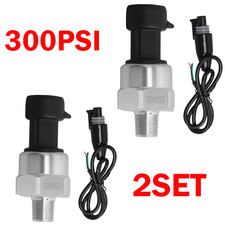 2x 0-300Psi 1/8NPT Stainless Pressure Transducer Sender Sensor Oil Air water Gas