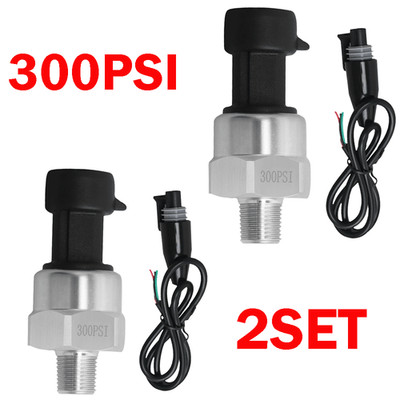 2x 0-300Psi 1/8NPT Stainless Pressure Transducer Sender Sensor Oil Air water Gas