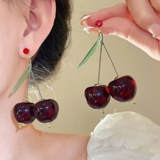 Cherry Earrings Red Fashion Jewelry Stud Drop Earrings Photo Accessory  