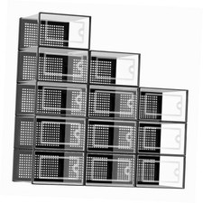 Shoe Storage Boxes Organizers Clear Plastic Stackable 12 Pack, X-Large Black