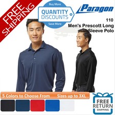    Paragon Men Prescott Long Sleeve Polo Shirt microfiber Up To 3XL 110