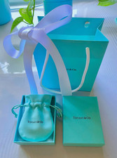 Tiffany  Co. Packaging Empty Blue Gift Box  Pouch 4pc Set