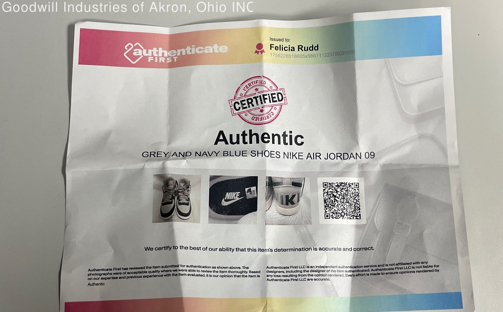 Nike Terminator High Georgetown Granite Dark Obsidian Sneakers Size 8 COA