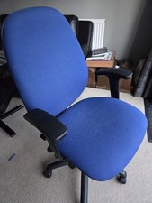 Adjustable Swivel Office Desk Chair - Blue - Height & Rake Adjust - Good Cond