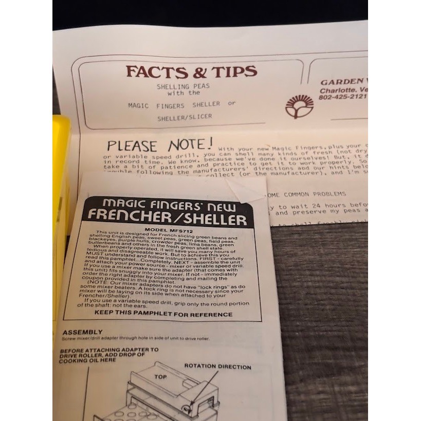 Magic Fingers New Frencher Sheller Slicer MFS712 Vintage Kitchen Gadget Complete