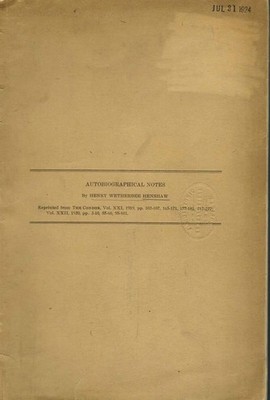 Henry Wetherbee Henshaw / AUTOBIOGRAPHISCHE NOTIZEN 1920 zur Wissenschaftsgeschichte