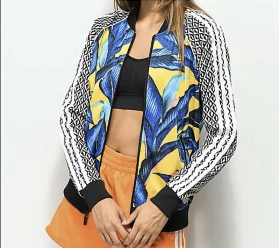 Adidas Originales FARM Rio Hoja de Palma Cremallera Completa Tropical Bombardero Chaqueta de Pista Mediana Foto 2 de 4