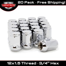 20 Lug Nuts Bulge Acorn 12x1.5 Chrome 34 Hex Impala Malibu