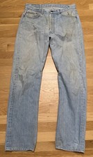 VTG 80 s Levi s 501 Button Fly 35x36 USA Tag Jeans Straight Light Wash Thrashed