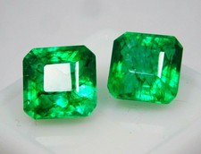 18 Ct Pair 9 Ct Each Certified Colombian Emerald Octagon Cut Natural Gemstones