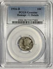 1916 D Mercury Dime 10c PCGS G Details‼️THEE KEY DATE OF THE SERIES, ALMOST VG‼️