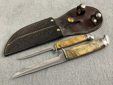 VTG 1922-1932 QUEEN CITY COMBO HUNTING-BIRD FIXED BLADE KNIFE SET & BELT CASE