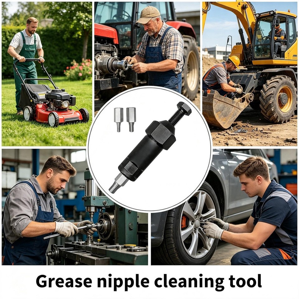 Grease Fitting Extractor Grease Fitting Cleaner Tool for Heavy-Duty Lubrication Line Unclogging ...