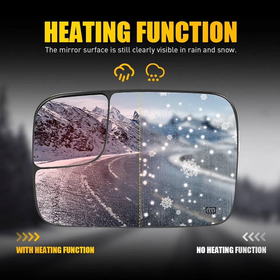 2X Espejo retrovisor térmico delantero derecho y derecho de vidrio para camioneta Dodge Ram 1500 2500 3500 2005-2008 Foto 4 de 4