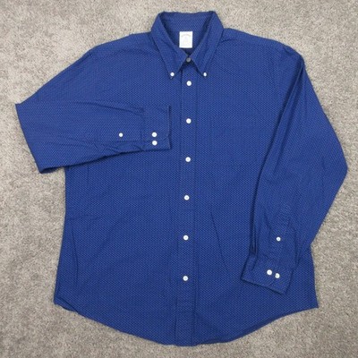 Brooks Brothers Shirt Mens XL Blue Geometric Regent Cotton Casual Button Up 1818