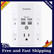 5 Outlet Extender Surge Protector Multi Plug Wall Adapter USB Charger Ports with