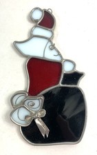 Santa Claus Stain Glass Christmas Holiday Window Ornament - Sun Catcher