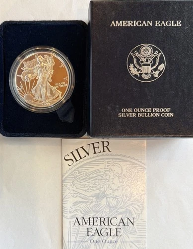 1999 P American Eagle One Ounce Proof Silver Bullion Coin Box & COA
