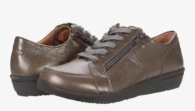 Womens Vionic Abigail Lace-up Pewter Metallic Arch Supportive Shoes Size 9.5!!