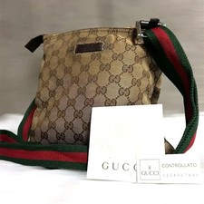 Gucci Sherry Line GG Canvas Shoulder Bag Brown Authentic Crossbody Bag