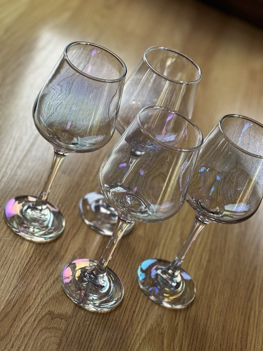 Iridescent Wine Glasses Elegant Stemware Set Of 4 | eBay