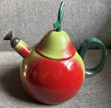 Copco Vintage Pear Shape Tea Kettle Decorative Fruit  Red Green 