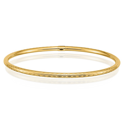 14K Gelbgold Slip On Armreif Armband 7,5 Zoll halbmassiv, Diamantschliff,