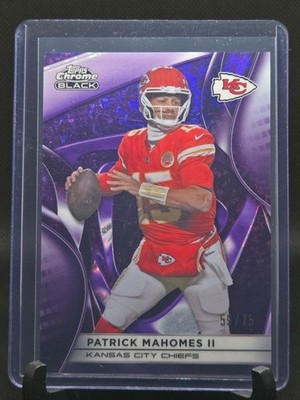 2025 Topps Chrome Black #51 Patrick Mahomes II Purple Mini-Diamond Refractor /75
