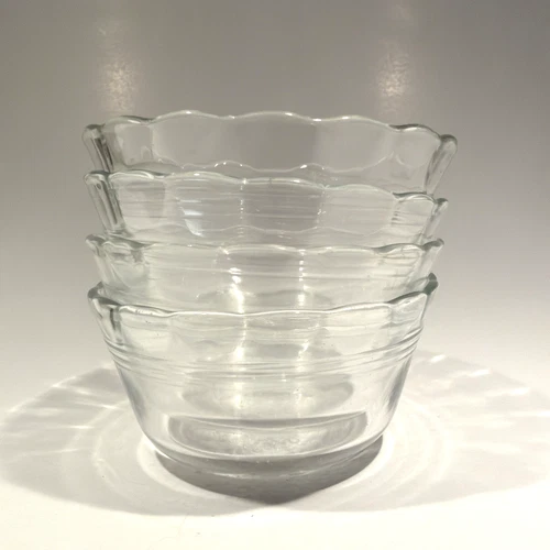 Pyrex Corning 463 Glass Custard Cup Scalloped Edge 6oz Vintage Set Of 4
