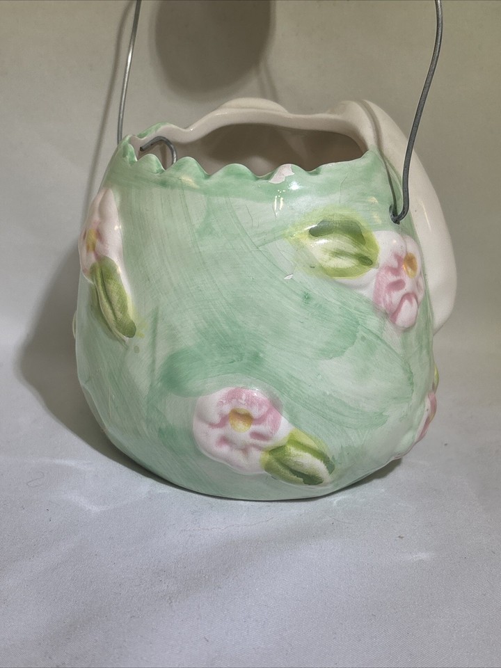 Vintage K's Collection Ceramic Easter Bunny Basket Candy Dish Container