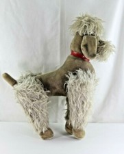 Vintage Circa 1970's Steiff Large Mohair Poodle Red Collar Jointed No Button