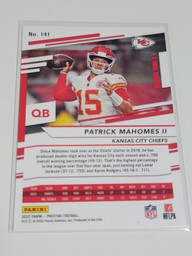 Patrick Mahomes II 2022 Panini Prestige #141 Kansas City Chiefs Card - Picture 2 of 2