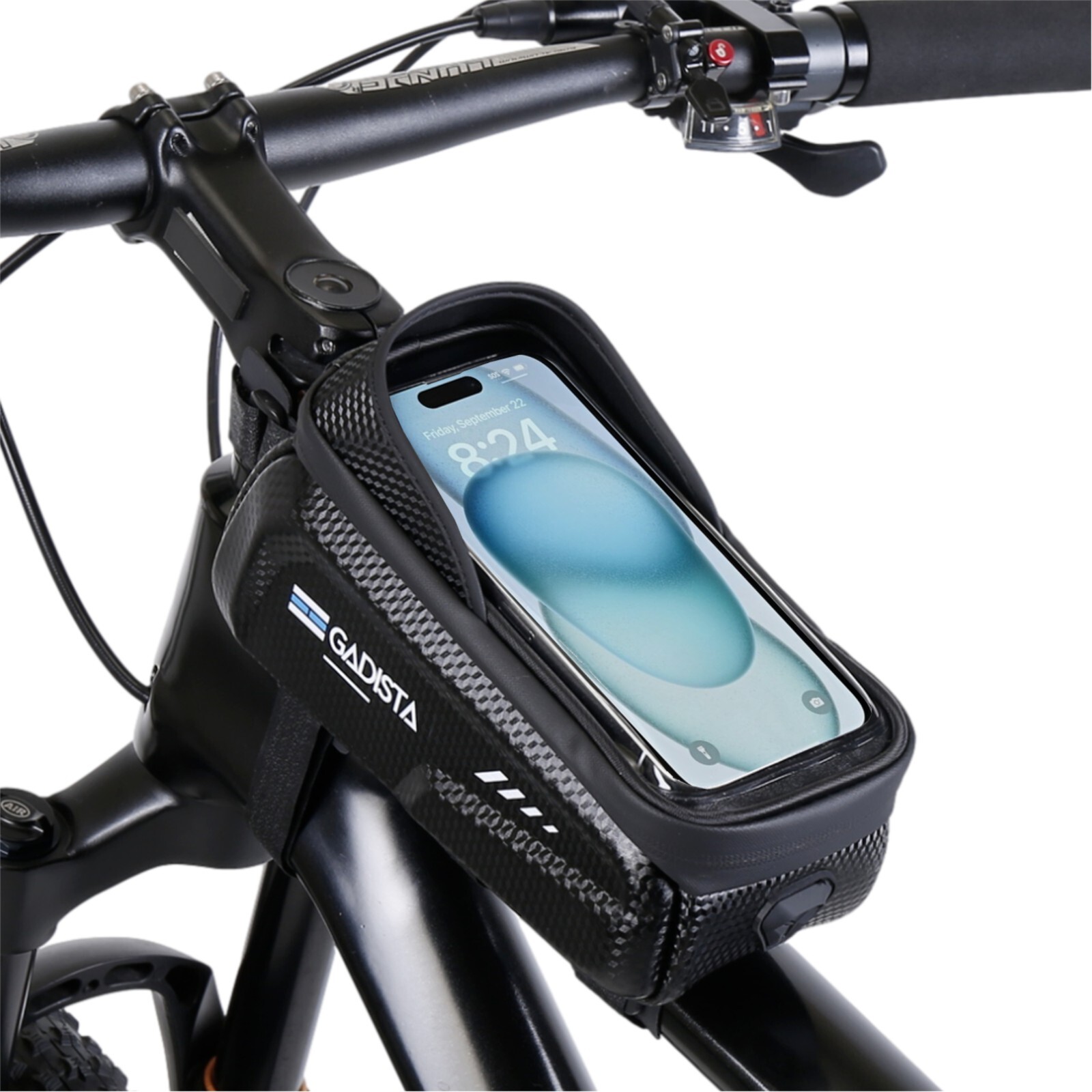 Support téléphone vélo étanche et sacoche guidon au design épuré