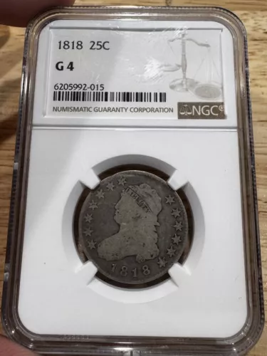 1818 Capped Bust Quarter NGC G4, 5992-015, Free Shipping