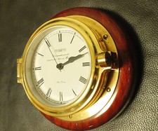 Wempe Schiffsuhr SKIPPER Messing + Mahagoni Wanduhr Schraubverschluss Quartzwerk