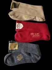 3 PAIR MEN'S NOS VINTAGE SOCKS RED GREY BEIGE MEDIUM 10-13 HABAND BVD NEW NWT