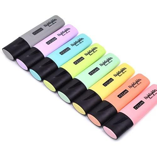YISAN Highlighters Pastel Markers,Chisel Tip 8 Assorted Colors Pens-image