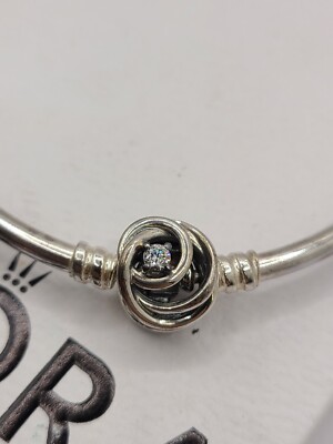 Authentic PANDORA 925 Ale Encircled Clasp Bangle Bracelet
