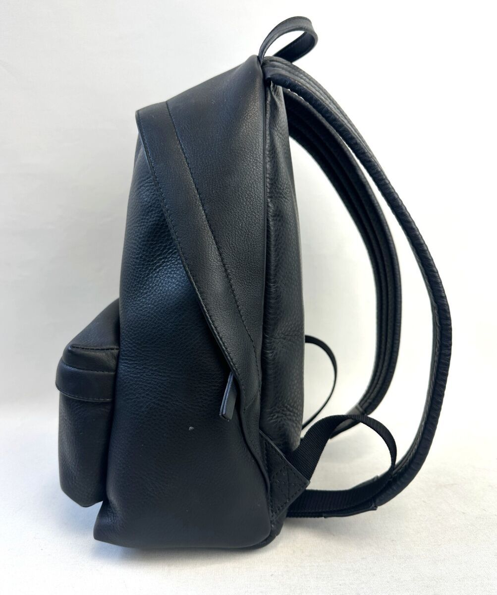 BALENCIAGA Black Leather White Logo Print Backpack Unisex BALENCIAGA Black Leather White Logo Print Backpack Unisex