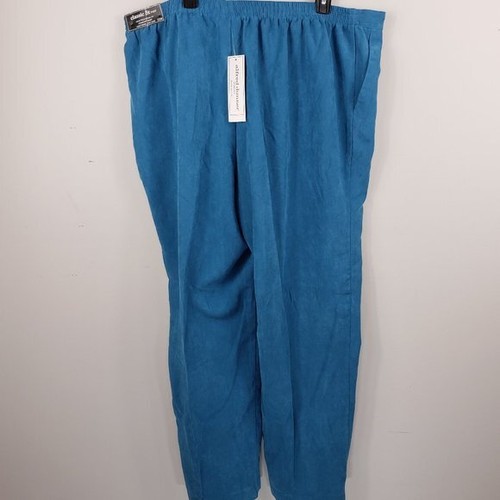 ALFRED DUNNER PANTS Womens Teal Blue Elastic Waist Pull On CLASSIC FIT - Picture 2 of 6