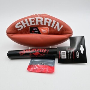 Sherrin AFL Kangaroo Brand Football Deflated Rugby Ball, Pump & 2 Needle Pack