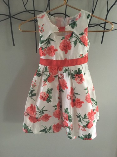 Easter Spring Girl Dress white/coal flowers Size 4T NWT