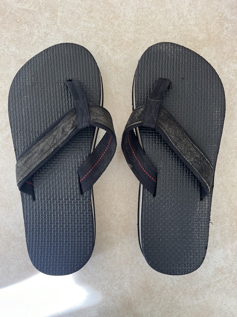 Vintage retro 70's 80's women's chunky Black striped rubber flip